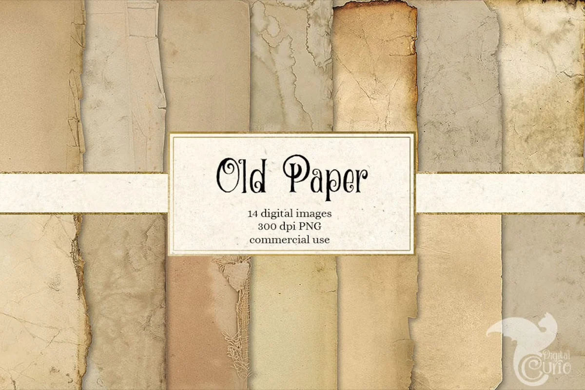 Sheets of aged parchment texture in cream and brown